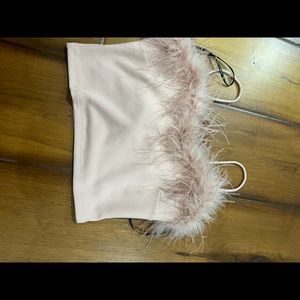 feather fluff rim cropped tank